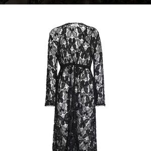L'AGENCE Black Butterfly print Sheer swim cover up